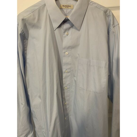 Murano Men’s Pale Blue‎ Slim Fit Dress Shirt with Pleated Cuffs Sz 17 1/2 /35 XL - Picture 2 of 5